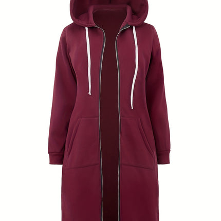 [Pink Plus Size Breathable Hoodie] Plus Size Solid Color