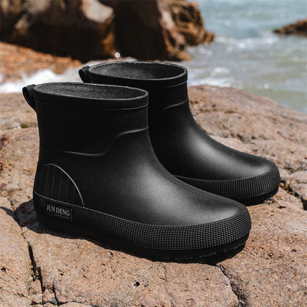 British Trendy Rain Boots, Outdoor Wading Boots, Fashionable Women's Rain Boots, Garden Boots, Flats Non-Slip Rubber Shoes, Foot Water Shoes for Women