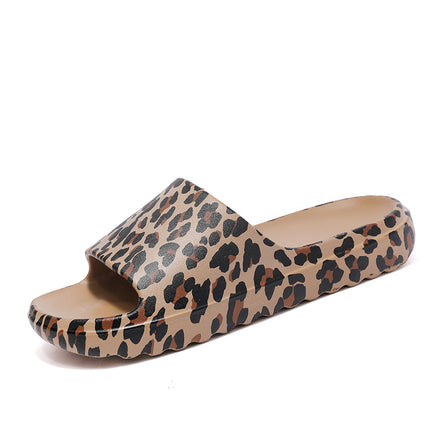 Foreign Trade Wholesale Leopard Print Slippers for Outer Wear Korean Style Printed Slippers for Couples Outdoor Sandals Women's Thick-Soled Bathroom Slippers