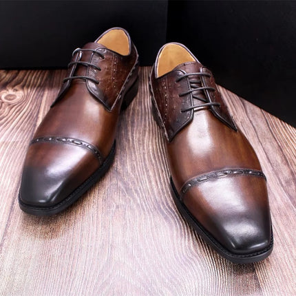 Autumn New Business Formal Men's Leather Shoes Three-Joint British Style Pointed Toe Carved Shoes Wedding Groom's Leather Shoes