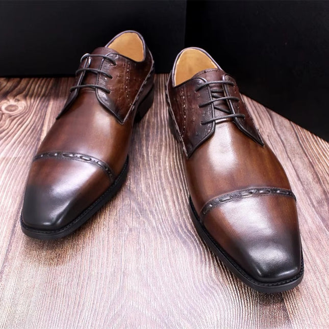 Autumn New Business Formal Men's Leather Shoes Three-Joint British Style Pointed Toe Carved Shoes Wedding Groom's Leather Shoes