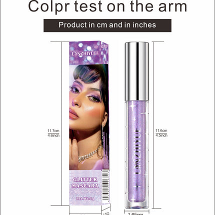 Waterproof Diamond Shine Volume Curl Mascara - Glitter Snow Effect, Smudge-proof Eye Makeup for All Skin Types Women's Cosmetics