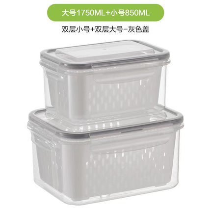 Fcm Food-Grade Certified Fresh-Keeping Box with Lid, Food-Grade Refrigerator Special Sealing Ring with Drain Basket for Kitchen Storage