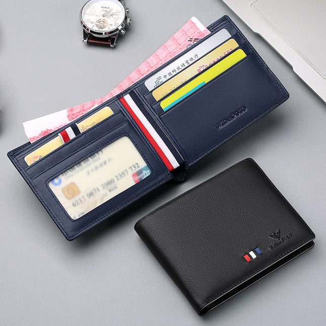King Paul Wallet Men's Short Leather Wallet Head Layer Cowhide Horizontal Ultra-thin Men's Wallet Card Bag Wholesale