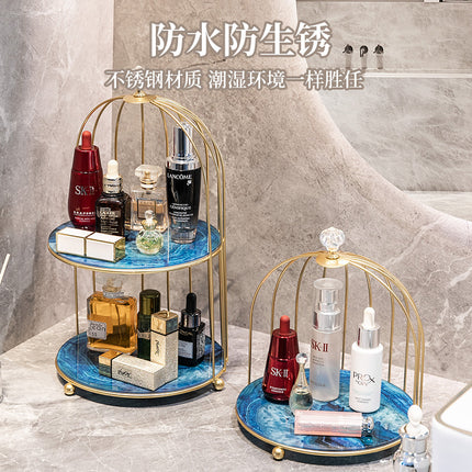 Wrought Iron Bathroom Cosmetics Storage Box Desktop Lipstick Storage Rack Skin Care Products Toilet Bird Cage Storage Rack Table