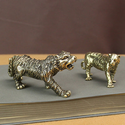 Pure Brass Leopard Desktop Ornaments Office Lucky Leopard Vintage Style Play Tea Pet Small Ornaments Hand Handle
