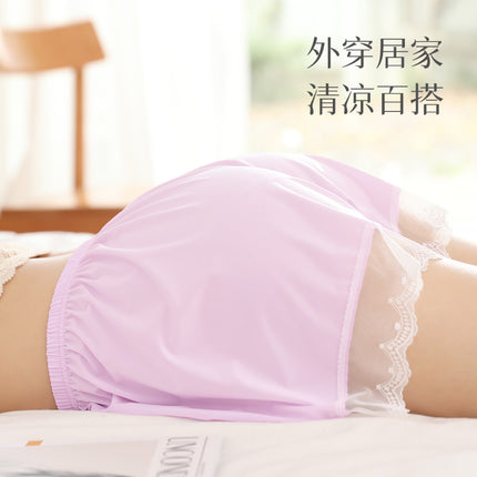 Summer new anti-light lace ice silk safety pants wholesale thin breathable solid color leggings three-point panties
