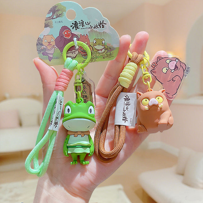Cartoon Langlang Mountain Little Monster Basic Shape Keychain Couple Bag Car Keychain Gift Wholesale