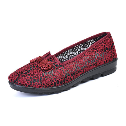 Wholesale and retail summer middle-aged and elderly women's breathable old lady foreign trade cloth shoes mesh mother flat grandma