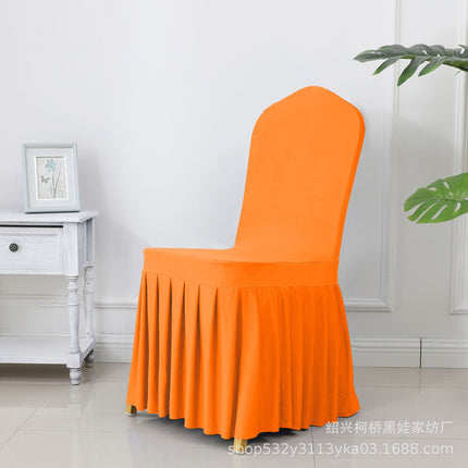Chair Cover Thickened Stretch Pleated Skirt Dining Chair Cover Hotel Wedding Banquet Event Stool Cover Hotel Cloth