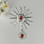 Silver sunflower red beads