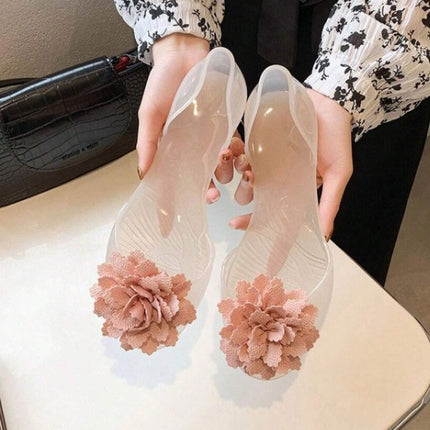 Fish Mouth Sandals Women's Flat Open Toe Jelly Shoes Transparent Flower Holiday Seaside Beach Shoes Cross-Border Dropshipping