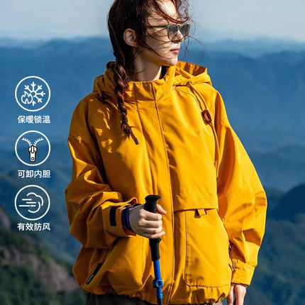 Huang Yimei's Same Style Jacket Suit Women's Spring, Autumn and Winter New Three-In-One Outdoor Hiking Sportswear Jacket
