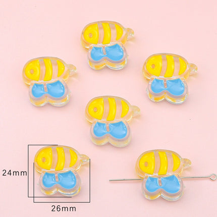 Acrylic love five-pointed star drop oil cartoon accessories DIY bracelet material homemade mobile phone case key chain hanging chain