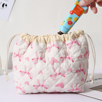 Cross-Border Makeup Brush Quilted Cosmetic Bag Large Capacity Tote Cosmetic Bag Fashionable Simple Korean Style Floral Storage Bag