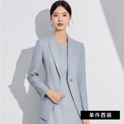Spring and Autumn Fashion New Gray Blue Suit suit Slim-fit Slimming High-end Professional Women's dress Dress OL