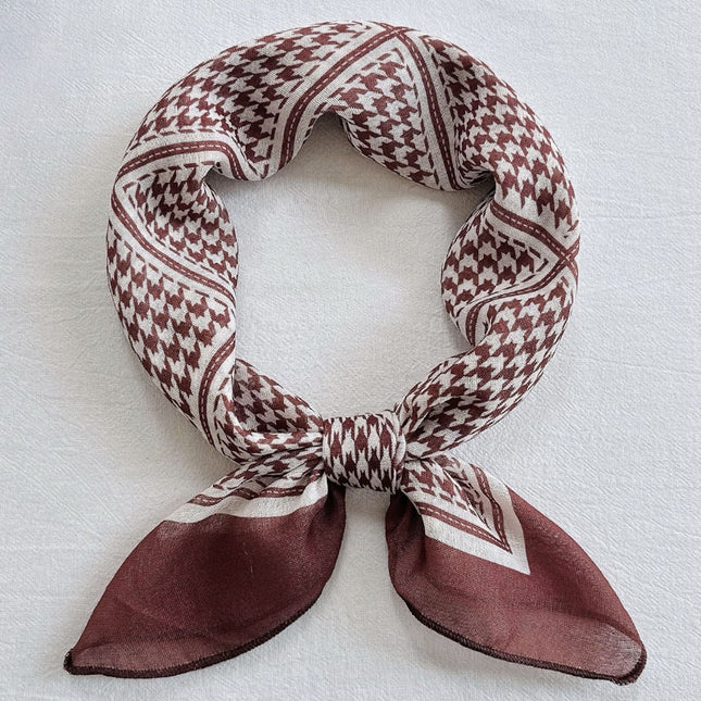 Hanging Card Gift Small Square Scarf for Women, Cotton Blend New Printed Sweet Fashionable Neck Scarf, Soft