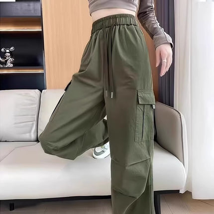 Women's Cargo Pants Spring and Autumn 2025 New High-Waisted Casual American Style Plus Size Petite Loose Retro Black Jogger Pants