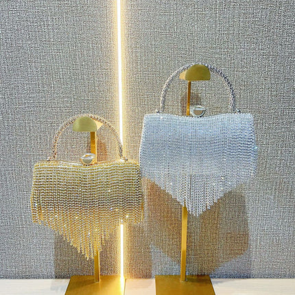 New Cross-Border Hot-Selling Women's Bags, Light Luxury Tassel Evening Bags, Women's Handbags, High-End Full-Diamond Handbags