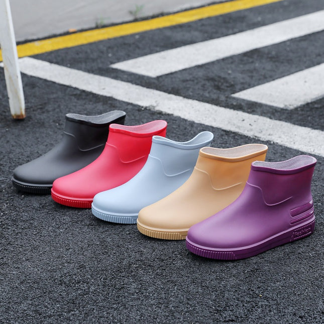 Cross-Border Hot-Selling Low-Cut Rain Boots for Women, Fashionable Water Shoes, New Non-Slip Rain Boots, Adult Warm Water Boots, Rubber Shoes Wholesale