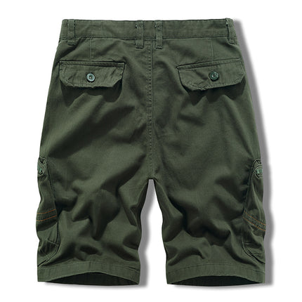 Multi-pocket Tooling Shorts Men's Summer Japanese Tooling Solid Color Five-point Pants Zipper Pocket Casual Shorts Men's Wear