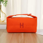 Orange-h canvas cosmetic bag