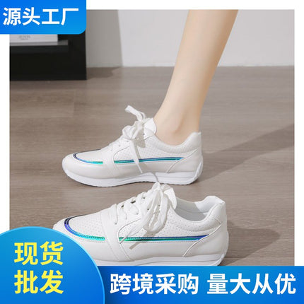 2025 Summer New Lace-up Casual sneaker Soft Sole Breathable White Shoes Flat All-match Student Shoes Women's Single-layer Shoes