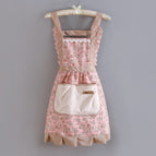 Strap canvas floral princess dress towel pocket pink