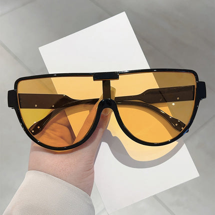 Fashion Large Frame Conjoined Internet Celebrator Same Style Aviator Women's Sunglasses Advanced Sense Trendy Street Photoshoot Windproof Sunglasses