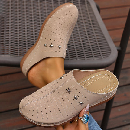 2025 Foreign Trade Summer New Women's Baotou Thick-Soled Slippers Cross-Border Large Size Cut Out Wedge Casual Sandals