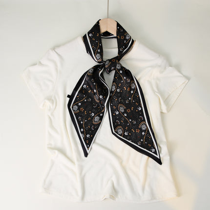 2025 European and American-style Beveled Silk Scarf Cross-border Silk Cashew Dot Long High-end Ribbon Scarf Women's Belt