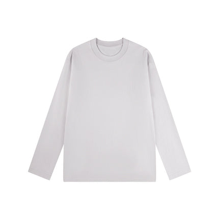 Men's Long-Sleeved Round-Neck T-Shirt for Spring and Autumn, White Base Layer Shirt, Skin-Friendly Men's T-Shirt, Premium Gray