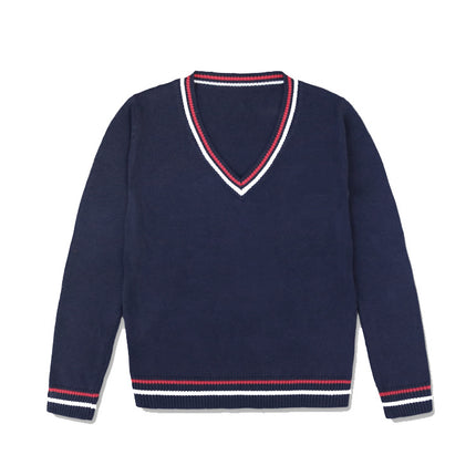 Spot Autumn and Winter Preppy Style Long-Sleeved Pullover Knitwear V Neck Woolen Knitwear Loose Jk School Uniform Knitwear Class Uniform