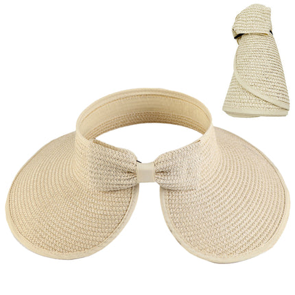 Summer Hat Women's Empty Top Hat No-Top Sun Hat Korean Foldable Sun Hat Straw Hat Big Rim Sunscreen Hat