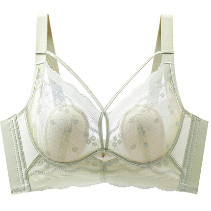 Sexy Ultra-thin Rabbit Ears Lace Crystal Cup Thin Bra Push-up Breathable Large Chest Small Adjustable Women's Underwear