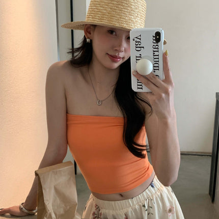 Huangluan Simple Sleeveless Short Tube Top for Women 2025 Summer Style Personalized Fashion Dopamine Color Eye-Catching 520271
