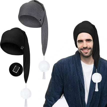 Amazon new men's long hat ladies with white fur ball nightcap adjustable hat circumference can be used for parent-child