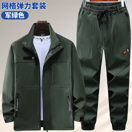 Work Clothes suit Men's Spring and Autumn Wear-Resistant Workwear Labor Suit Elastic Camouflage Suit Thickened Auto Repair Training Suit Outdoor