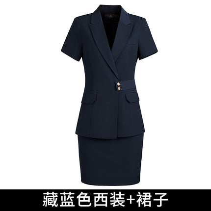 Short-sleeved professional suit suit women's summer high-end elegant hotel front desk manager work clothes beauty salon gold shop work clothes