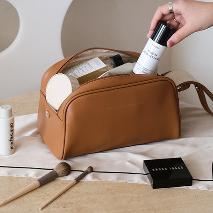 Korean-style new double-bone toast cosmetic bag women's large capacity portable wash storage bag travel business trip organizing bag
