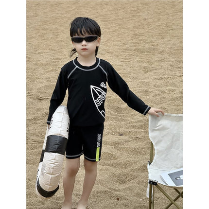 Children's Swimsuit Boy Split Long-Sleeved Professional Training Swimsuit 2025 New Summer Baby Quick-Drying Seaside Vacation