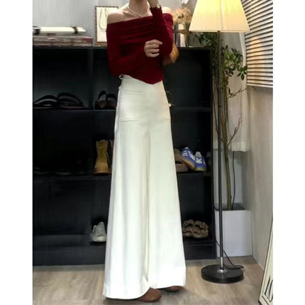 Vintage Mop Wide Leg Jeans Women's 2024 New Autumn Small High Waist Loose Dagging Big Leg Pants