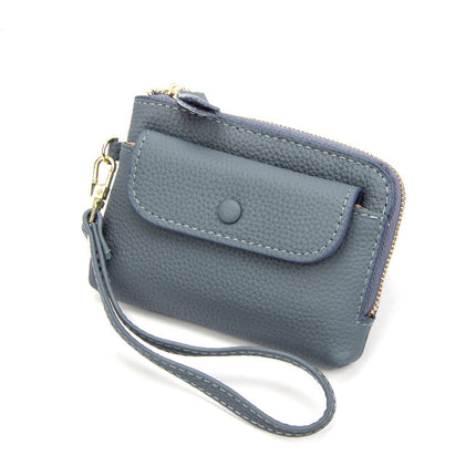 Top Layer Cowhide Coin Purse Mini Bag Women's Short Hand Small Wallet Leather Storage Key Ring Coin Bag