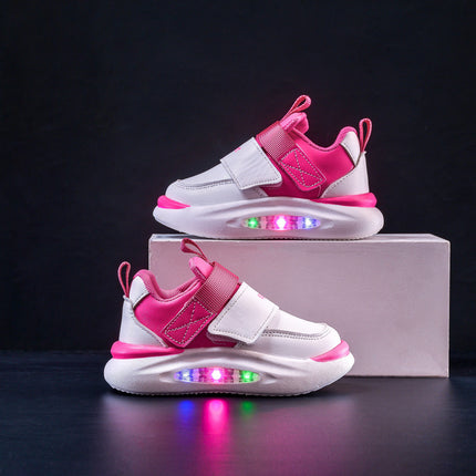 Boys and Girls light-on board shoes Spring and Autumn new children's sneaker medium and small children's casual soft bottom flash running shoes fashion