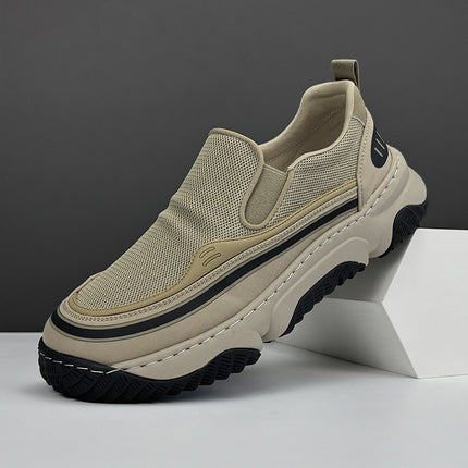 Summer Men's Shoes Breathable Mesh Lazy Slip-on Thick-soled Lightweight Trendy All-match Wide-head Men's Casual Shoes
