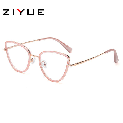 European and American fashion flat glasses women's foreign trade creative metal cat's eye glasses frame trend anti-blue light flat glasses