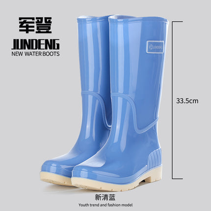 New Style Rain Boots for Women, High-Top Rain Boots, Korean Style Non-Slip Waterproof Boots, Thickened and Wear-Resistant Work Overshoes, Long Waterproof Shoes
