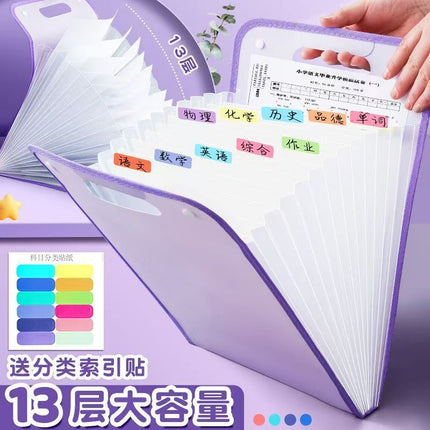 A4 Satchel Folder Test Paper Storage Bag Student Multi-Layer Large-Capacity Accordion Bag High-Value Paper Storage Bag