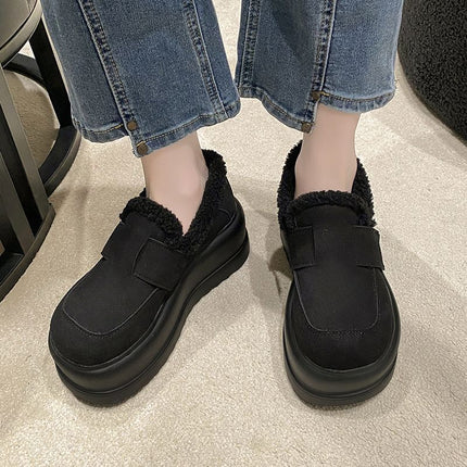 Plush Thick-Soled Cotton Shoes for Women in Winter, New Versatile Fashionable Small Height-Increasing New Products, Platform Casual Women's Shoes