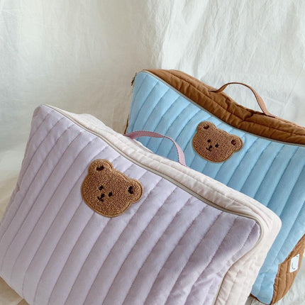 Korean Style Bear Mummy Bag Large Capacity Multi-function Storage Bag Baby Going Out Portable Mother and Baby Bag Portable Luggage Bag